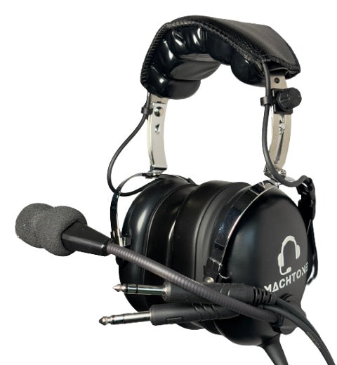 PNR Headset for Pilots - Mono, Passive Noise Reduction, Noise Canceling Microphone, Acoustic Ear Cup, AUX Port, GA Dual Plug with Headset Bag